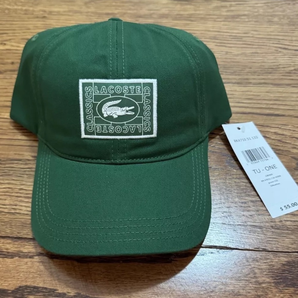 Lacoste Hat Dad Hat Baseball Cap Green RK4710 51 132 Men’s One Size NWT